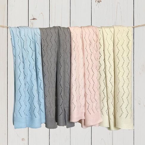 Ravelry Knitted Baby Blanket 30"x40" (French Blue) in Kuwait