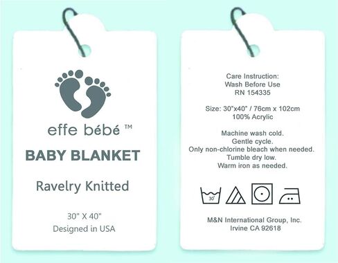 Ravelry Knitted Baby Blanket 30"x40" (French Blue) in Kuwait