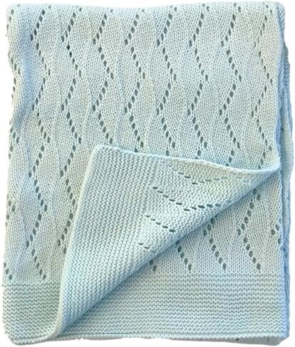 Ravelry Knitted Baby Blanket 30"x40" (French Blue) in Kuwait
