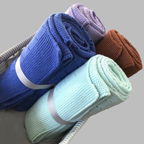 Ravelry Knitted Baby Blanket 30"x40" (French Blue) in Kuwait