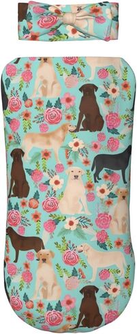 Boston Terrier Dogs Lovers Flower Floral Newborn Baby Swaddle Blankets Headbands Sets Breathable Nursery Shower Gift Set for Baby Boy and Baby Girl in Saudi Arabia