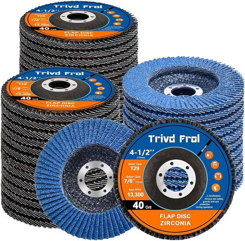 Flap Discs 4 1/2" for Angle Grinder - Trivd Frol 4 1/2 Flap Disc 40 Grit T29 Grinding Wheel, 7/8 Inch Zirconia Abrasive Angle Grinder Sanding Disc for Metal, Wood, Stainless Steel Finishing- 40 Pack in Kuwait