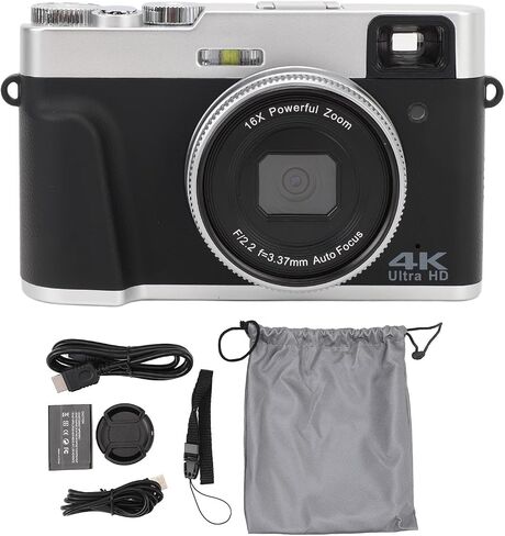 4K 48MP Digital Camera, 2.8 Inch Screen 16X Optical Zoom Anti Shake Auto Focus Retro Vlogging Camera with Flash Viewfinder Dial Compact Point and Shoot Cameras for Teens in Saudi Arabia