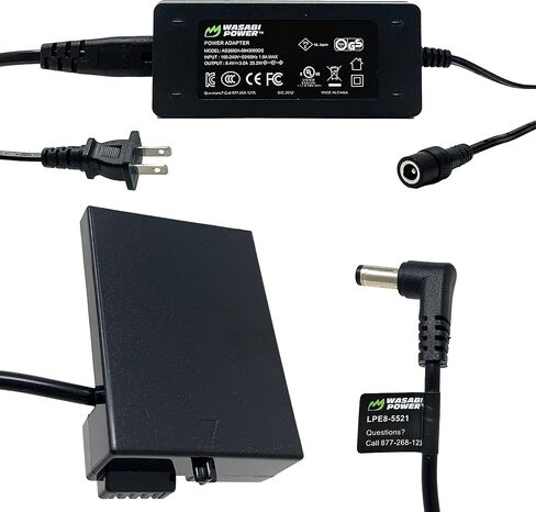 Wasabi Power DCC-LPE8 Dummy Battery DC Coupler & AC Adapter لـ Canon DR-E8 و ACK-E8 و LP-E8 و Canon EOS 550D و 600D و 700D و REBEL T2I و T3I و T4I و T5I in Saudi Arabia