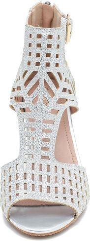 Enelauge Women's Gladiator Sandals Strappy Hollow Out Chunky High Heels Open Toe Ankle Strap Dressy Pumps with Back Zip Cutout Heeled Bohemian Summer Party Sandals in Kuwait