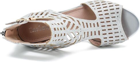 Enelauge Women's Gladiator Sandals Strappy Hollow Out Chunky High Heels Open Toe Ankle Strap Dressy Pumps with Back Zip Cutout Heeled Bohemian Summer Party Sandals in Kuwait