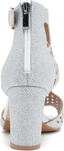 Enelauge Women's Gladiator Sandals Strappy Hollow Out Chunky High Heels Open Toe Ankle Strap Dressy Pumps with Back Zip Cutout Heeled Bohemian Summer Party Sandals in Kuwait