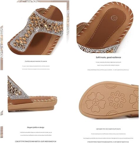 Women Sandals Beach Slope Cheel مريح Flip Flip Flops Flops Non-Slip Rhinestone Platform in Saudi Arabia