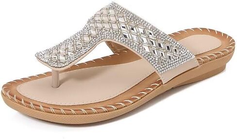 Women Sandals Beach Slope Cheel مريح Flip Flip Flops Flops Non-Slip Rhinestone Platform in Saudi Arabia