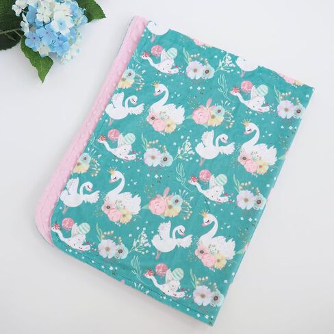 Premium Soft Plush Lightweight Minky Dot Toddler Baby Blanket for Newborn 30"x40" - Soft Baby Blanket for Boys and Girls - (Swans) Unisex in Saudi Arabia