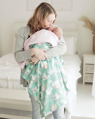 Premium Soft Plush Lightweight Minky Dot Toddler Baby Blanket for Newborn 30"x40" - Soft Baby Blanket for Boys and Girls - (Swans) Unisex in Saudi Arabia