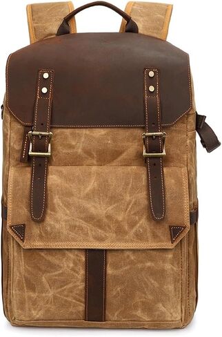Shoulder Camera Bag Canvas SLR Camera Bag Waterproof Wax Dyed Casual Backpack(White-Dinosaur Doodle4) in Saudi Arabia
