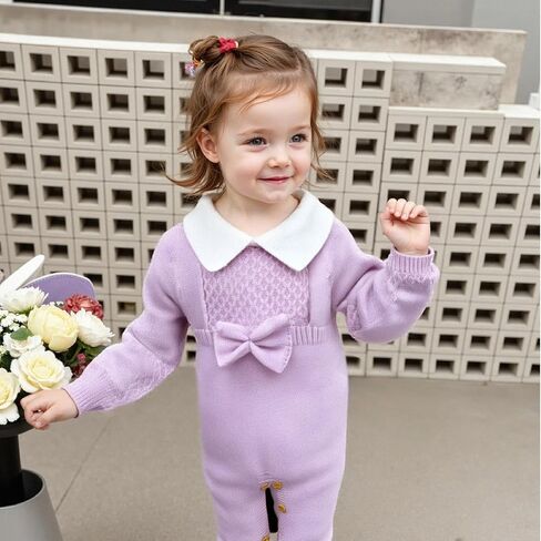Hadetoto Newborn Baby Sweater Romper Knit Outfits Long Sleeve Jumpsuit with Warm Hat for Infant Boy Girl in Kuwait