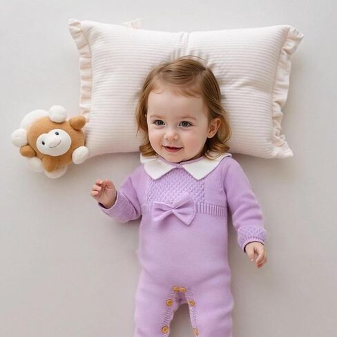 Hadetoto Newborn Baby Sweater Romper Knit Outfits Long Sleeve Jumpsuit with Warm Hat for Infant Boy Girl in Kuwait