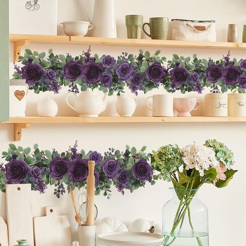 Purple Butterfly Wall Decals Removable Purple Butterflies with Flowers Wall Stickers Peel and Stick Vinyl Butterfly Art Wall Decor for Living Room Bedroom Nursery Bathroom Classroom Decorations in Saudi Arabia
