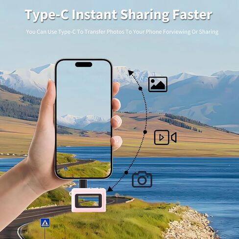 كاميرا Bewinner Mini Keychain للتصوير الفوتوغرافي ، كاميرات Vlogging 1080 بكسل 12 ميجابكسل مع شاشة 0.96 بوصة ، 180 مللي أمبير في الساعة كاميرا محمولة للبطارية لركوب تسلق الجبال (Pink) in Kuwait
