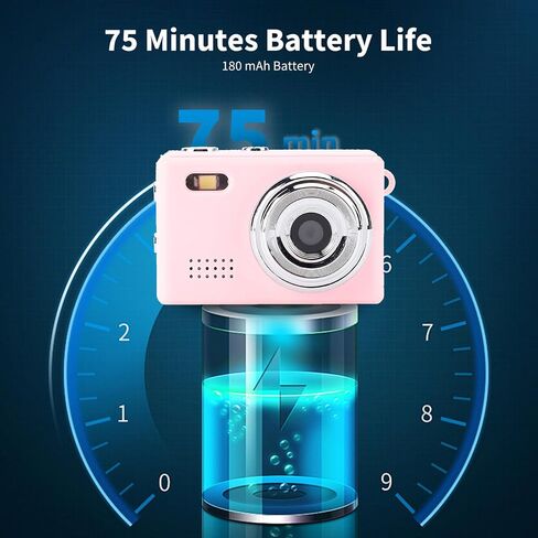 كاميرا Bewinner Mini Keychain للتصوير الفوتوغرافي ، كاميرات Vlogging 1080 بكسل 12 ميجابكسل مع شاشة 0.96 بوصة ، 180 مللي أمبير في الساعة كاميرا محمولة للبطارية لركوب تسلق الجبال (Pink) in Kuwait