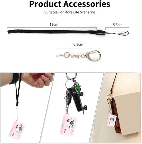 كاميرا Bewinner Mini Keychain للتصوير الفوتوغرافي ، كاميرات Vlogging 1080 بكسل 12 ميجابكسل مع شاشة 0.96 بوصة ، 180 مللي أمبير في الساعة كاميرا محمولة للبطارية لركوب تسلق الجبال (Pink) in Kuwait