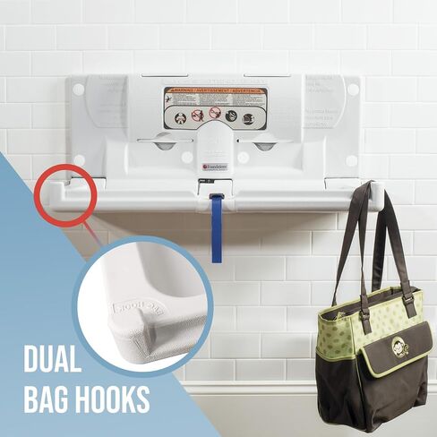 Foundations Classic Horizontal Wall-Mounted Baby Changing Station for Commercial Restrooms, 250 lb. Weight Capacity, Includes One Handed Adjustable Safety Strap & Liner Dispenser, (Gray) 100-EH in Kuwait