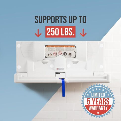 Foundations Classic Horizontal Wall-Mounted Baby Changing Station for Commercial Restrooms, 250 lb. Weight Capacity, Includes One Handed Adjustable Safety Strap & Liner Dispenser, (Gray) 100-EH in Kuwait