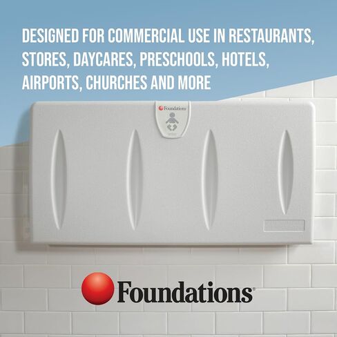 Foundations Classic Horizontal Wall-Mounted Baby Changing Station for Commercial Restrooms, 250 lb. Weight Capacity, Includes One Handed Adjustable Safety Strap & Liner Dispenser, (Gray) 100-EH in Kuwait