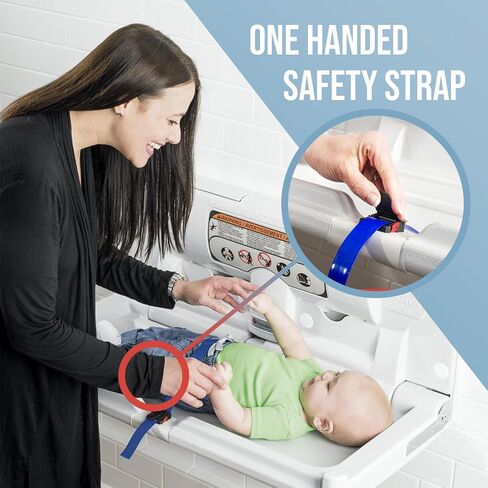 Foundations Classic Horizontal Wall-Mounted Baby Changing Station for Commercial Restrooms, 250 lb. Weight Capacity, Includes One Handed Adjustable Safety Strap & Liner Dispenser, (Gray) 100-EH in Kuwait
