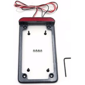HTTMT - for Universal Motorcycle 7Inches x4 Inches Flat License Plate Frame Bracket Tag Holder with 6 Inches LED Bar Chrome [P/N: MT294-002-CD]