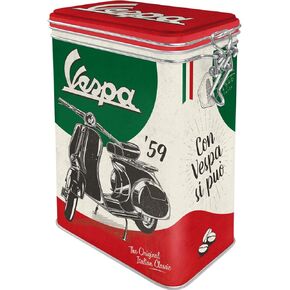 Nostalgic-Art Retro Coffee Tin Box, 44 oz, Vespa – The Italian Classic – Gift idea for scooter fans, Metal Clip Top Can, Decorative vintage design