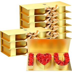 8 Pcs I Love You Flower Box with Lids for Arrangements Floral Waterproof Cardboard I Love You Letter Shaped Gift Boxes Florist Packaging Wrap for Valentine's Day Wedding (Red White Pink Black)