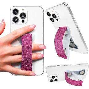 LOVEHANDLE PRO Premium Phone Grip - Elastic Phone Strap - Magnetic Phone Mount and Kickstand for Smartphone and Tablet - Cranberry Glitter