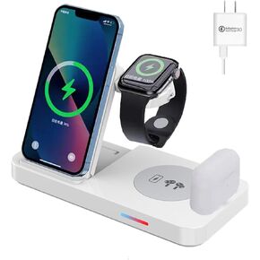 Wireless Charger, 4 in 1 Wireless Charging Station, Fast Wireless Charger Stand for iPhone 15 14 13 12 11 Pro Max XR XS 8 Plus, for Apple Watch 8 7 6 5 4 3 2 SE AirPods (Black)