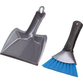 Carrand 92034 AutoSpa Grip Tech Deluxe Dust Pan with Heavy Duty Brush, Silver
