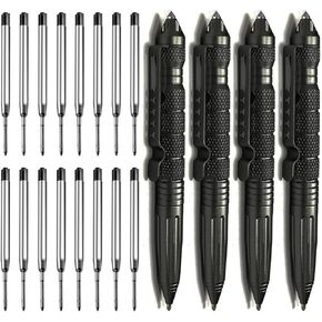 Origin-Joy 4 Pack Tungsten Steel Military Tactical Pen Set, Multifunctional EDC Self Defense Pen With 16 Ballpoint Refills
