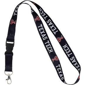 Texas Tech University TTU Red Raiders Car Keys ID Badge Holder Lanyard Keychain Detachable Breakaway Snap Buckle (Black)