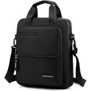 zhongningyifeng Men's 14-inch Laptop Messenger Bag Nylon Large Shoulder Bag Business Waterproof Casual Black Crossbody Bag for Work Travel Outdoor