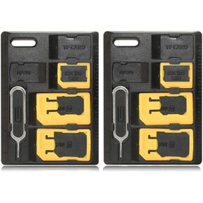 2 Packs SIM Adapter kit with SIM Card Tray Eject Pin, SIM Card Holder, Micro SD and Nano Card Holder Feature Card Storage Tool Set for Standard Micro Nano Micro-SD Memory Cards, Compatible with Nano
