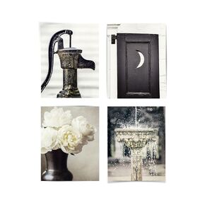Farmhouse Bathroom Wall Art Decor Set of 4 Prints - Not Framed - Elegant Powder Room Pictures - Black Green Beige (4 SMALL 5x7 Prints Only)