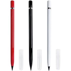 Operitacx 3pcs Eternal Pencil Black Pencils Pencils Practical Inkless Pencils No Sharpening Pencils Everlasting Pencils with Eraser Metal Rod Metal Wooden Pole Inkless Pen