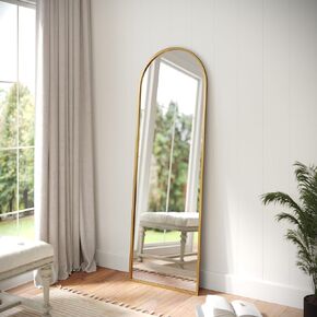 Flash Furniture Mila Arched Frame Wall Mirror with Slim Metal Frame, 20x30, Black