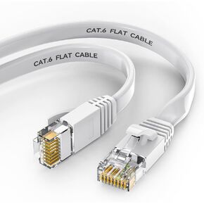 كابل إيثرنت Cat 6 عالي السرعة مسطح جيجابت RJ45 LAN كابل 10 جيجابت في الثانية 250 ميجا هرتز كابلات شبكة الإنترنت المحمية 100 قدم سلك تصحيح مع توافق واسع للكمبيوتر (100 قدم أبيض) in Kuwait