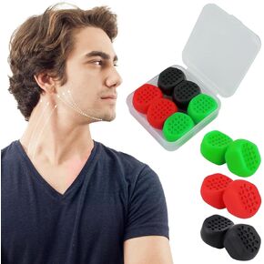 6pcs Silicone Jaw Exerciser, 3 Resistance Levels Jaw Trainer for Men & Women Jaw Trainer Face Shaper for Beginners Intermediate & Advanced Users (3 Colors)