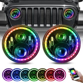 YEEGO 7 inch Black Round LED Headlight High Low Beam for Wrangler 1997-2018 JK TJ LJ CJ Rubicon Sahara Willys Hummber H1 H2 DOT Approved (Silver Pair)