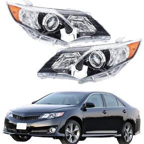 WFLNHB Headlights Assembly Replacement for 2012 2013 2014 Toyota Camry SE Style Projector Headlights Headlamps Black Housing Driver and Passenger Side