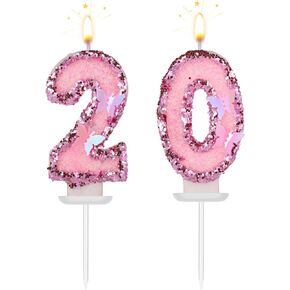 Girls Birthday Number 13 Candles, 2.95in Glitter Butterfly Happy Birthday Cake Toppers Pink Sequins Wedding Numeral Cupcake Decorations for Anniversary Celebration Party Supplies (13th)
