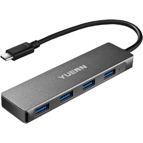 USB-C Metal 4-Port HUB, 4X USB 3.0 Port USB-A Devices to USB C Connector, Compatible with Thunderbolt 3, for Notebook Tablet Smartphone PC with USB-C Connector, Windows, Mac OS, Android, Chrome