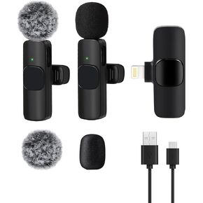 𝗭𝘆𝗲𝗿𝗰𝗵 𝟮𝟬𝟮𝟰 Professional Wireless Lavalier Microphone for iPhone iPad, Wireless Microphone- 2 Pack Noise Canceling Crystal Clear Recording with USB-C, Live Streaming, YouTube, TikTok