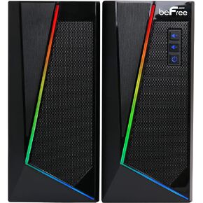 beFree Sound 2.0 Computer Gaming Speakers with LED RGB Lights, Black