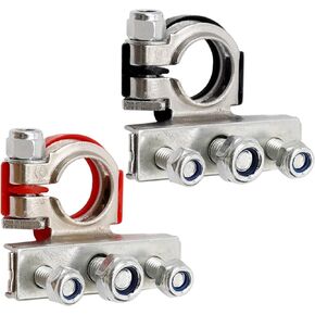 2 Pack Top Post Battery Terminal Connectors, 3 Way Quick-disconnect Automotive Battery Wire Terminals Clamp Connectors for Car,Boat, Van