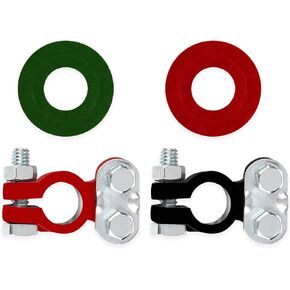 2 Pcs Car Battery Terminal Connectors, Plated Top Terminal and Post Washer Set, Car Battery Cable Terminal Connector Compatible With Cars, Trucks, Vans