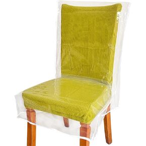 Plastic Chair Covers 21x18 Inch PE Waterproof Plastic Chair Covers Protectors Keep Your Dinning Chair Away from Dust/Stains/Cat Dog Hair/Scratches Clear Chair Cover W/21 x D/18 Inch (4 Pack)